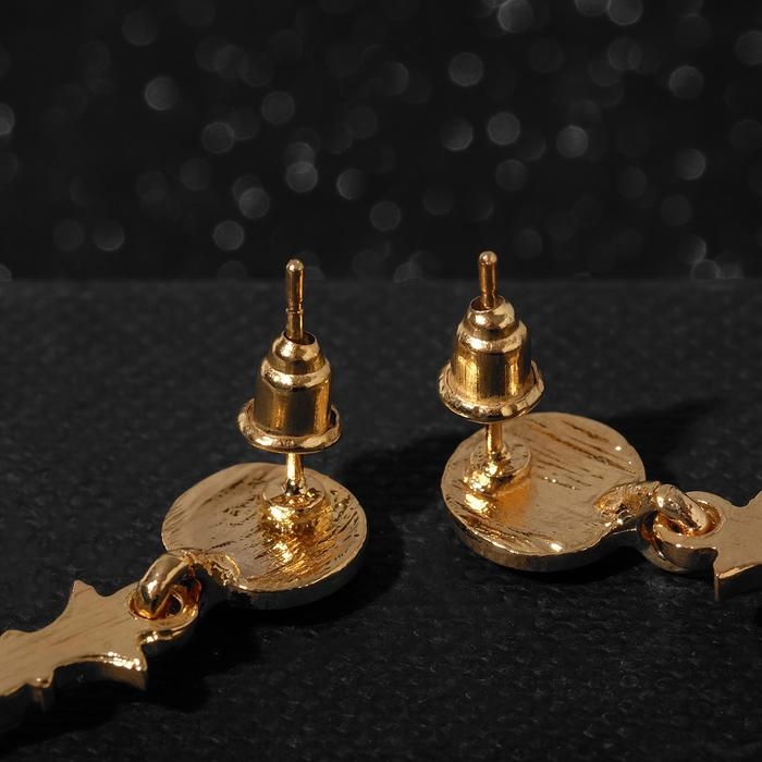 Серьги висячие со стразами «Крестики» грация, цвет белый в золоте, 6 см Серьги висячие со стразами «Крестики» грация, цвет белый в золоте, 6 см