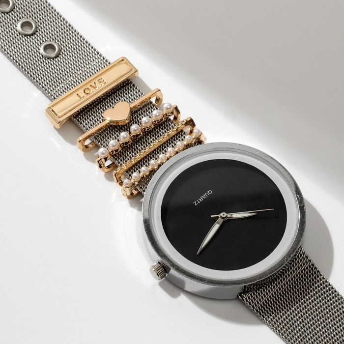 Шармы на ремешок для часов &laquo;Любовь&raquo;, набор 5 шт., цвет белый в золоте