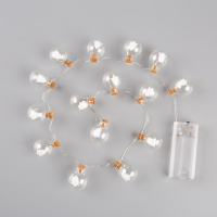 Гирлянда &laquo;Нить&raquo; 1.6 м с насадками &laquo;Шарики с ёлочкой&raquo;, IP20, серебристая нить, 15 LED, батарейки ААх2 (нет в комплекте), свечение мульти