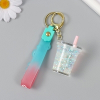 Брелок резина с карабином, ремешком "Стаканчик" водный с глиттером и жемчугом 4х4,5х4,6 см 1047328 Брелок резина с карабином, ремешком "Стаканчик" водный с глиттером и жемчугом 4х4,5х4,6 см 1047328