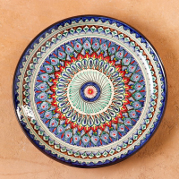 Ляган круглый &laquo;Риштан&raquo;, 36 см, сине-красный орнамент