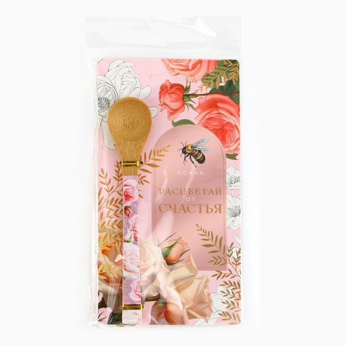 Ложка бамбуковая &laquo;Расцветай от счастья&raquo;, 3 х 16 см.