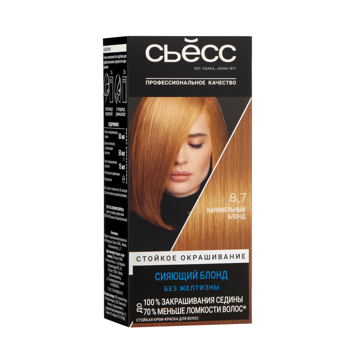 Краска для волос Сьесс Color, тон 8-7, карамельный блонд Краска для волос Сьесс Color, тон 8-7, карамельный блонд