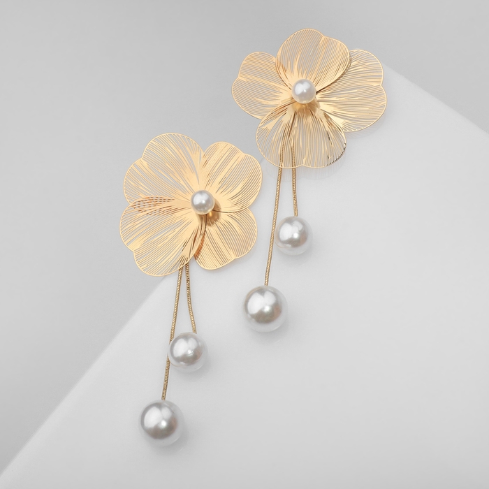 Серьги с жемчугом &laquo;Бусина&raquo; каталея, цвет золото