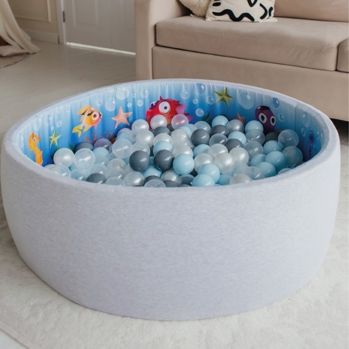 Набор шаров 100 штук, цвета: светло-голубой, серебро, белый перламутр, прозрачный, диаметр шара &mdash; 7,5 см