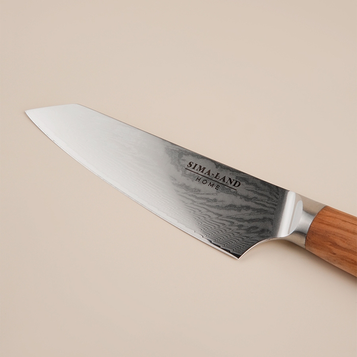 Нож кухонный SL Home &laquo;Оливия&raquo;, шеф, лезвие 16 см, дамасская сталь, цвет коричневый