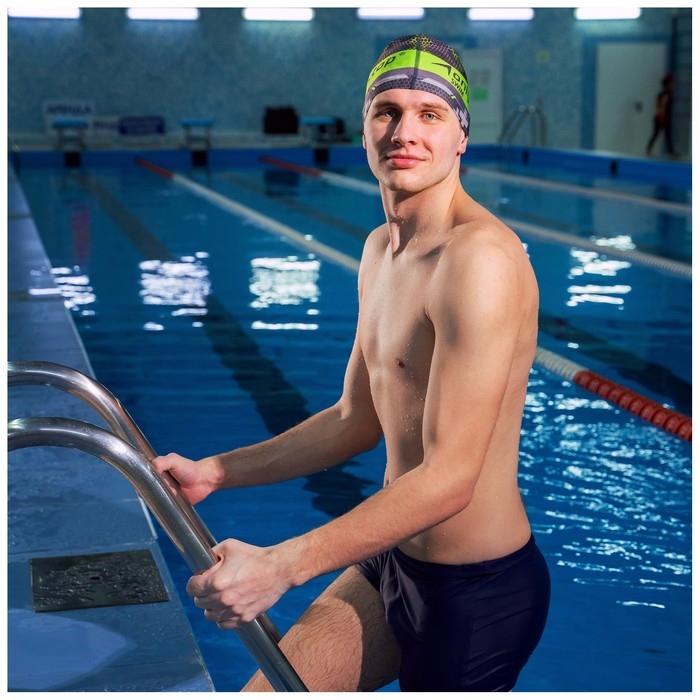 Шапочка для плавания ONLYTOP взрослая, тканевая, обхват 54-60 см