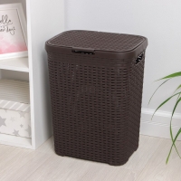 Корзина бельевая с крышкой &laquo;Ротанг&raquo;, 40 л, 37&times;29&times;48 см, цвет коричневый