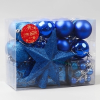 Набор украшений пластик 54 шт "Звёздное небо" мишура 2,5 см, синий Набор украшений пластик 54 шт "Звёздное небо" мишура 2,5 см, синий