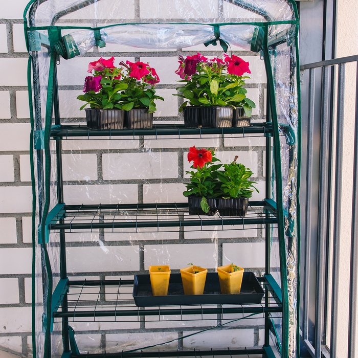 Парник-стеллаж, 4 полки, 125 × 70 × 30 см, металлический каркас d = 16 мм, чехол плёнка 80 мкм, Greengo Парник-стеллаж, 4 полки, 125 × 70 × 30 см, металлический каркас d = 16 мм, чехол плёнка 80 мкм, Greengo