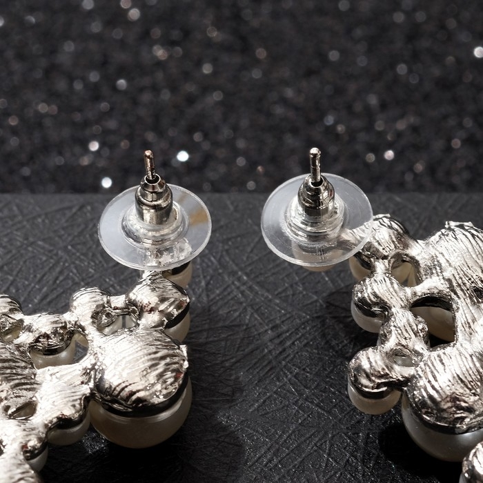 Серьги с жемчугом &laquo;Жасмин&raquo; ветка с жемчугом, цвет белый в серебре