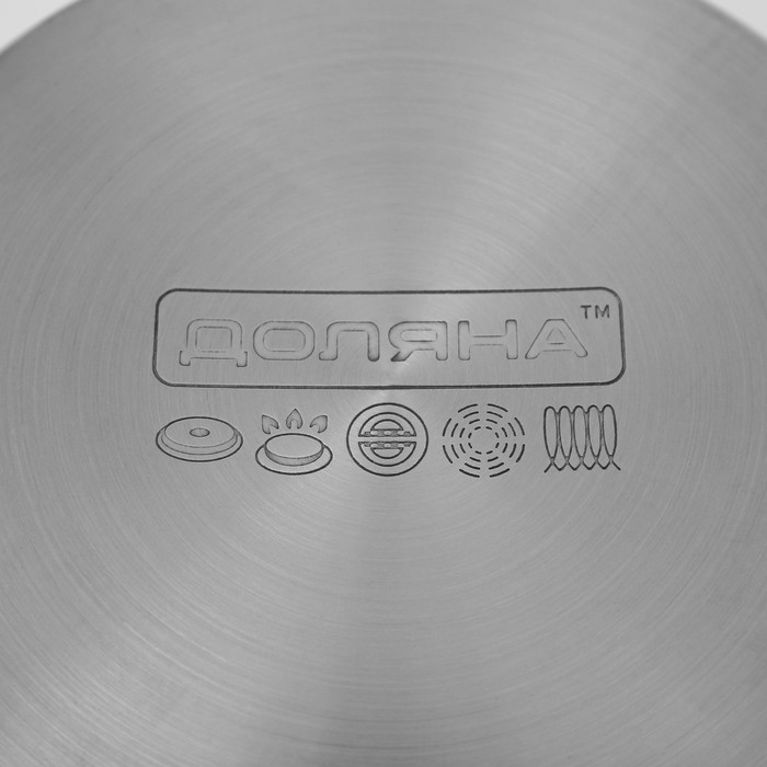 Набор посуды из нержавеющей стали Доляна &laquo;Гретте&raquo;, 3 предмета: сотейник 1,5 л, d=16 см, кастрюли 2 л, 4 л, d=18 см, d=22 см, крышки