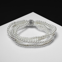 Браслет жемчуг &laquo;Шамбала&raquo;, 5 нитей, бусины 4, цвет белый