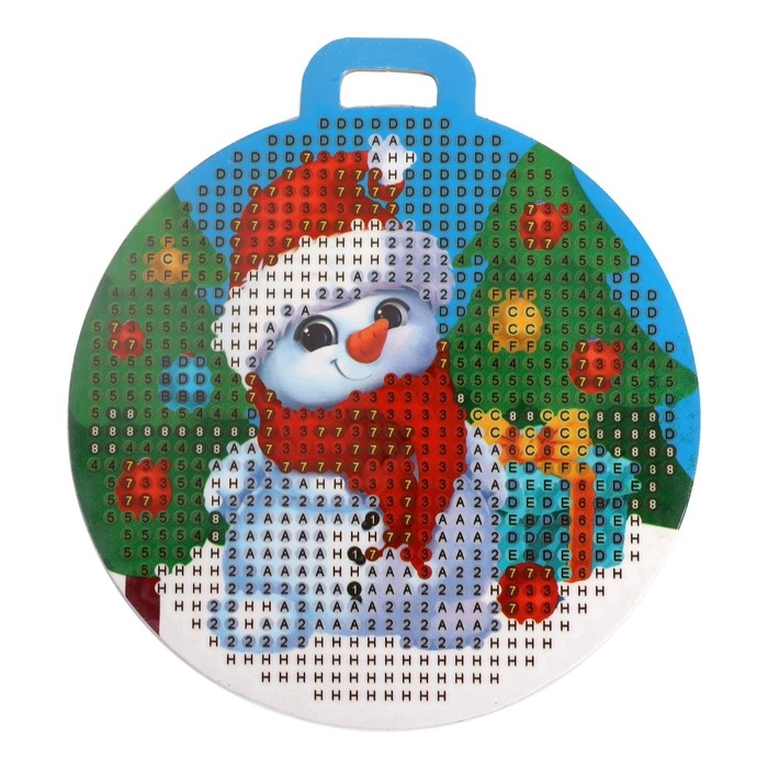 Алмазная мозаика на новый год с частичным заполнением для детей на подвеске &laquo;Снеговичок&raquo;, новогодний набор для творчества