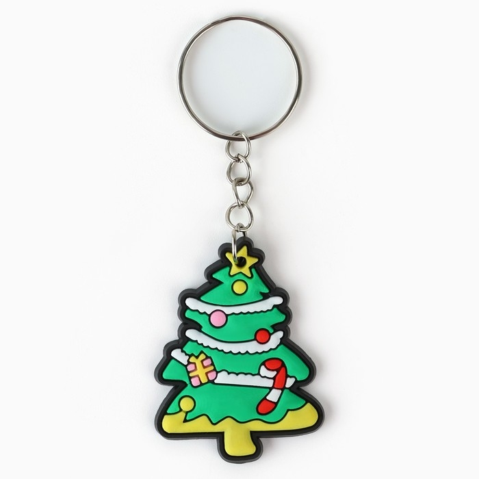 Брелок новогодний, для ключей, резиновый &laquo;Рождественская ёлка&raquo; 3 х 10,5 см