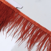 Тесьма с перьями страуса, 8-10 см, 5 &plusmn; 0,5 м, цвет алый
