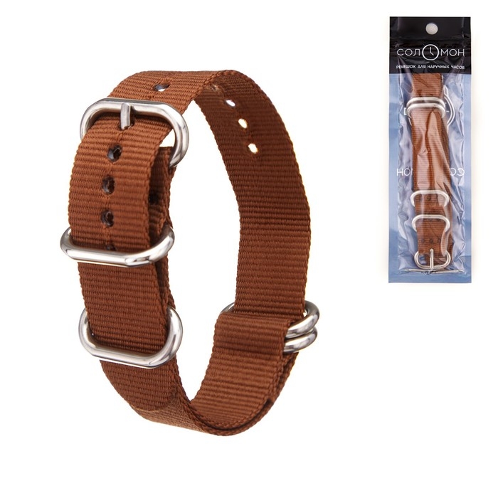 Ремешок для часов Ремешок для часов "Соломон", 20 мм, l-27 см, коричневый
