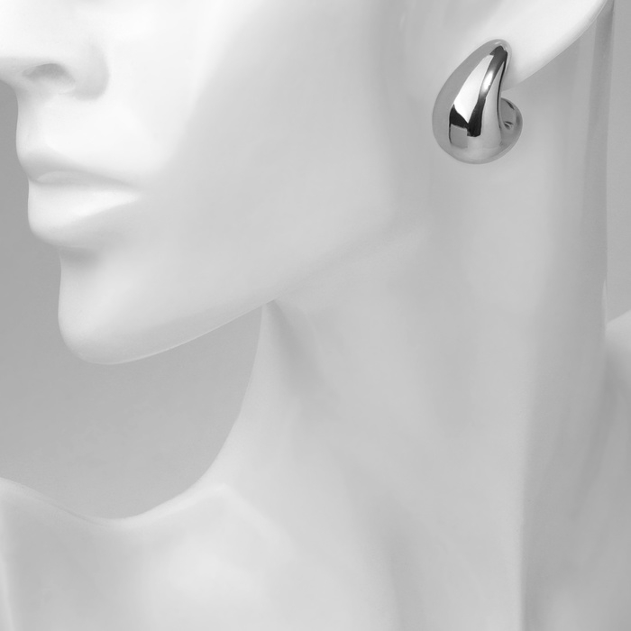 Серьги пластик &laquo;Капля&raquo; структура мини, цвет серебро