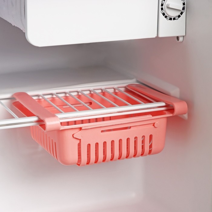 Полка подвесная в холодильник раздвижная Доляна, 20(28)&times;16,2&times;7,5 см, цвет МИКС