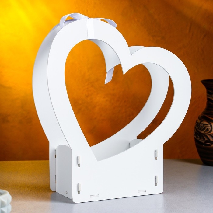 Кашпо деревянное-сердце "Dream", 24х10х27,5 см, дуб, белый