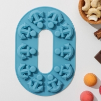 Форма для шоколада Доляна &laquo;Якорь&raquo;, силикон, 20,5&times;13,5&times;1 см, 10 ячеек, цвет МИКС