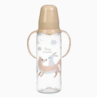 Бутылочка для кормления &laquo;Лесные друзья&raquo; 250 мл, цилиндр, с ручками, цвет бежевый