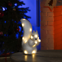 Светодиодная фигура &laquo;Белочка&raquo; 10 &times; 25 &times; 8 см, флок, батарейки ААх2 (не в комплекте), свечение тёплое белое