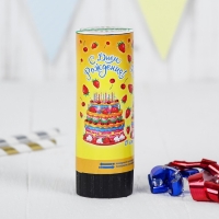 Хлопушка пружинная &laquo;С днём рождения! Тортик&raquo;, конфетти, фольга, серпантин, 11 см