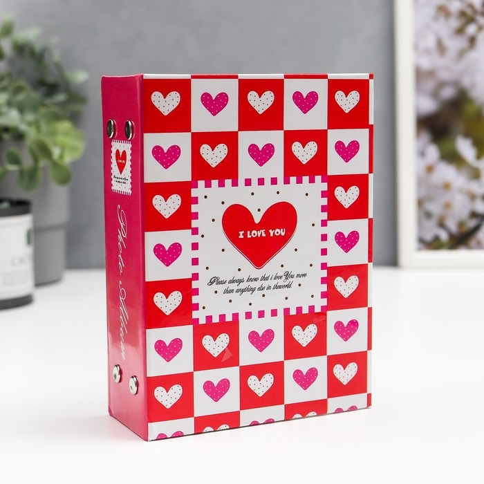 Фотоальбом на 96 фото 10х15 см Фотоальбом на 96 фото 10х15 см "Сердца, любовь" МИКС 16,5х12,5х5 см