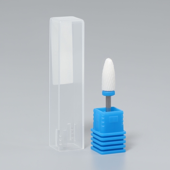 Фреза керамическая для маникюра &laquo;Кукуруза&raquo;, средняя нарезка, 6 &times; 15 мм, в пластиковом футляре, цвет белый