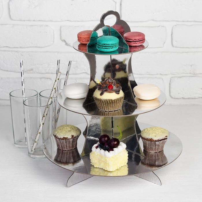 Подставка для пирожных &laquo;Нежность&raquo;, цвет серебряный