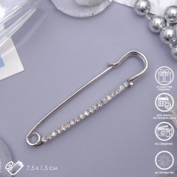 Булавка &laquo;Классика&raquo; широкая, 7,5 см, цвет белый в серебре