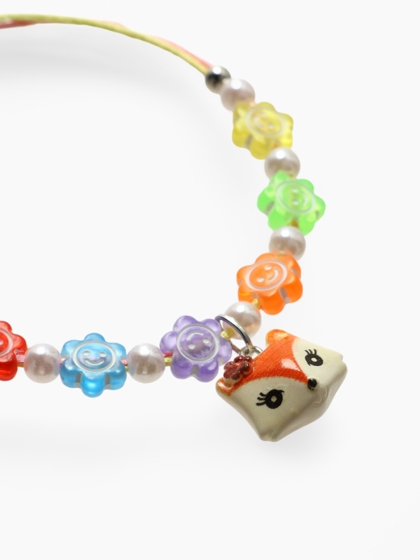 Браслет детский Браслет детский "Выбражулька" на затяжке, лиса с бусинами смайлы, цветной