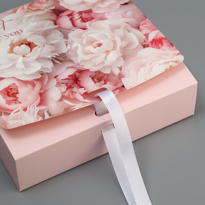 Коробка подарочная складная двухсторонняя, упаковка, &laquo;Пионы&raquo;, 20 х 18 х 5 см