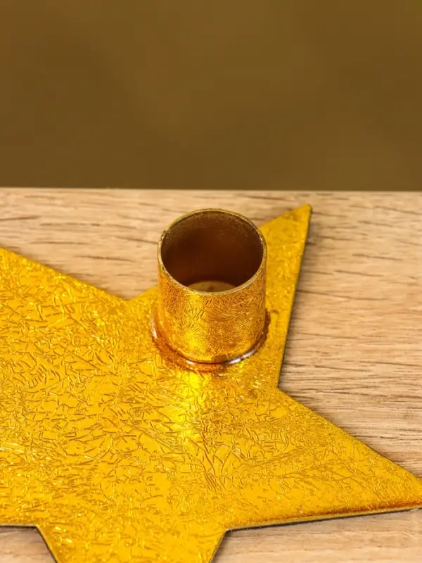 Подсвечник на 1 свечу "Звезда" золотая 13х12х3 см