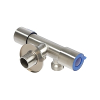 Кран двойной ZEIN engr, 1/2" х 1/2", два вентиля, кран-букса керамика, нерж. сталь, сатин