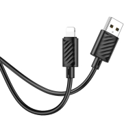 Кабель Hoco X88, Lightning - USB, 2.4 А, 1 м, ПВХ, чёрный