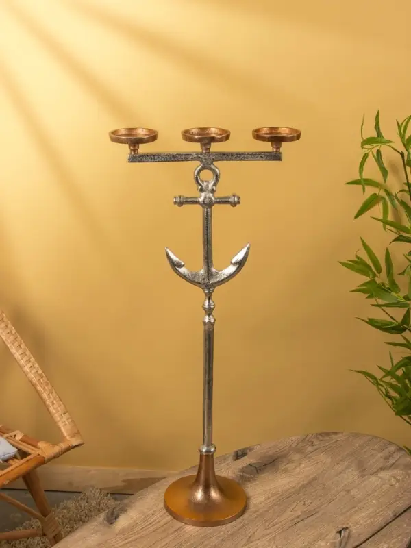 Подсвечник на 3 свечи "Якорь" алюминий 35х17,5х79 см