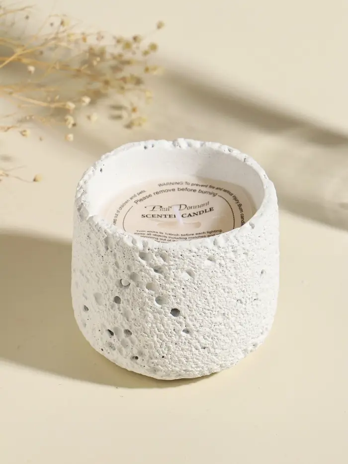 Свеча в вулканическом подсвечнике "Лава" белая 8,5х8,5х7,5 см