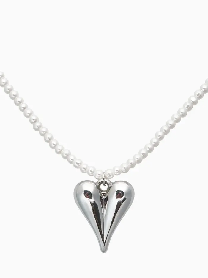Чокер &laquo;Сердце&raquo; жемчужные бусины, цвет белый в серебре, 33 см + 5 см доп, цепочка