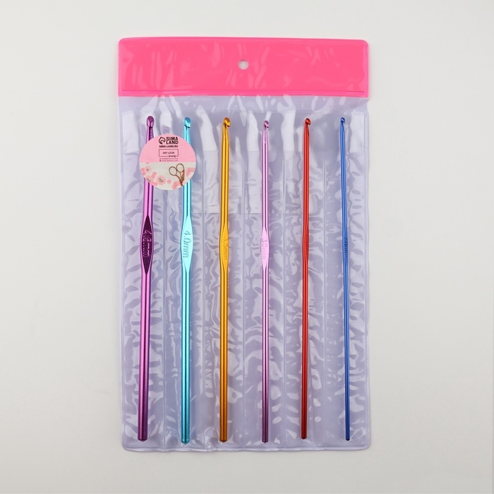 Набор крючков для вязания, d = 2-4,5 мм, 14,5 см, 6 шт, цвет разноцветный Набор крючков для вязания, d = 2-4,5 мм, 14,5 см, 6 шт, цвет разноцветный