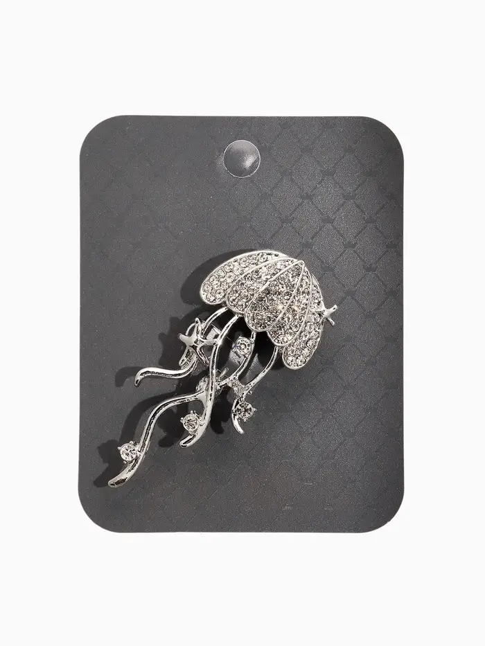 Брошь "Медуза", цвет белый в серебре