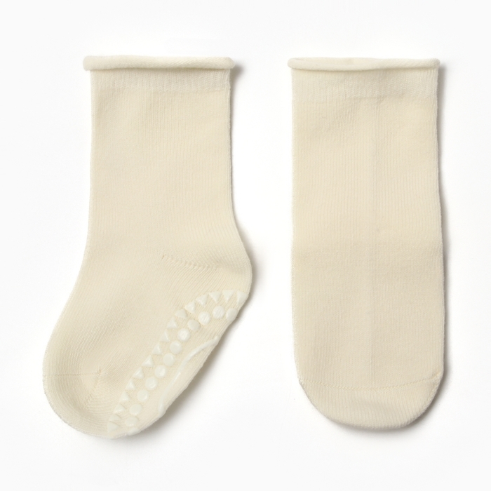 Носки детские MINAKU со стоперами, цвет молочный, 12-14 см