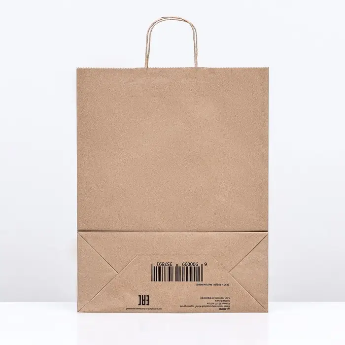 Пакет бумажный крафт 90 г/м&sup2;, круглая ручка 35&times;15&times;45 см