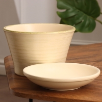 Горшок цветочный "Мессина" бежевый-золото 1,4 л