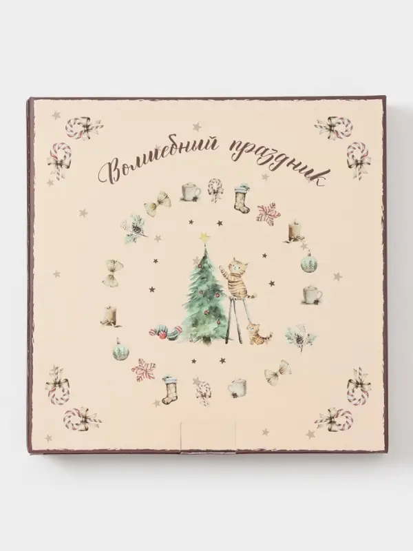 Менажница новогодняя Доляна &laquo;Волшебный праздник&raquo;, 5 секций, 25.5&times;3.1 см, доломит, белая