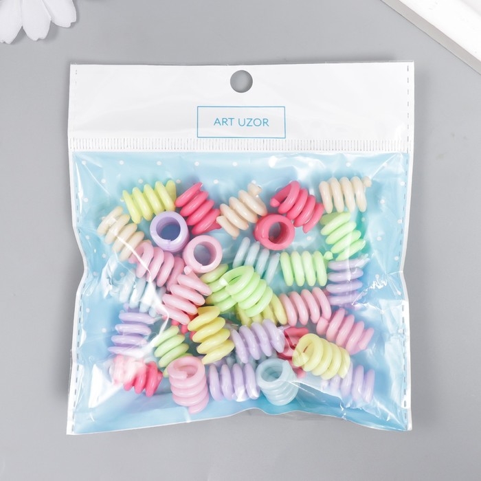 Бусины для творчества пластик "Пружинки пастель" цветные набор 35 шт 1,8х1,2х1,1 см