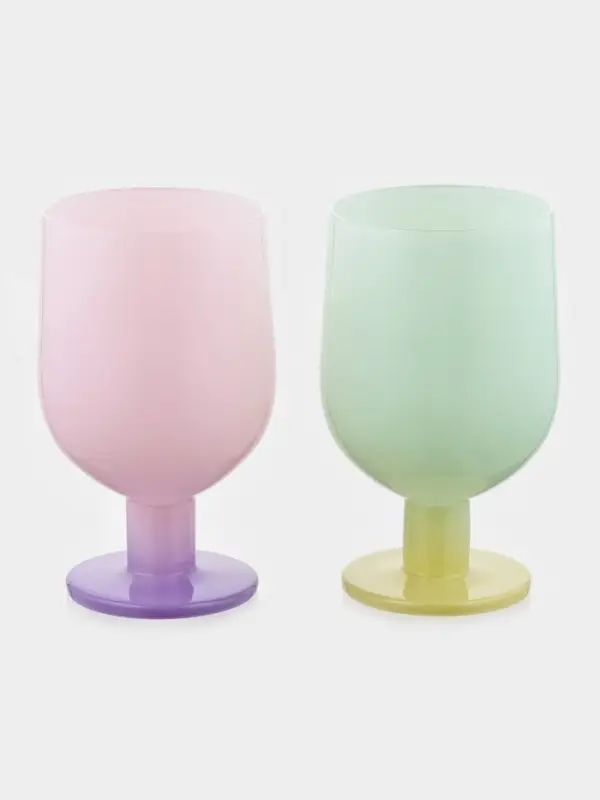 Бокалы для вина Pint, 345 мл, 7.2&times;12.8 см, набор 2 шт., стекло, розовые, зелёные