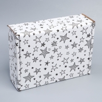Коробка подарочная сборная, упаковка, &laquo;Звёзды&raquo;, белый, 27 х 21 х 9 см