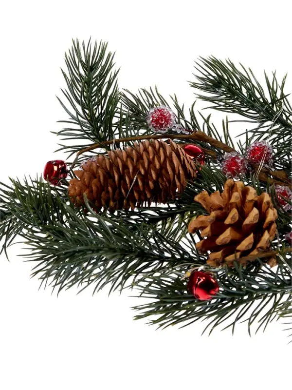 Декор настенный &laquo;Еловая ветвь с шишками&raquo;, 70&times;27 см, 30LED, от батареек CR2032&times;2, свечение тёплое белое